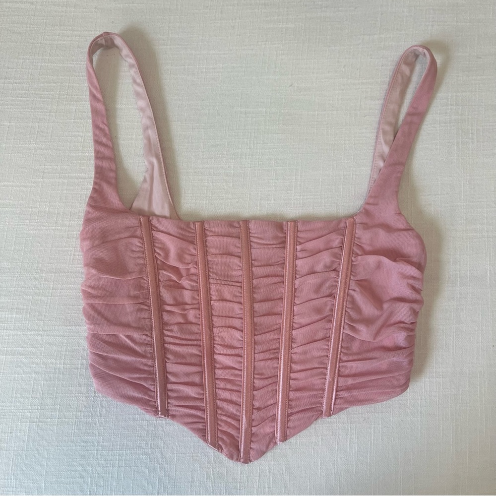 White Fox Pink Bustier Top